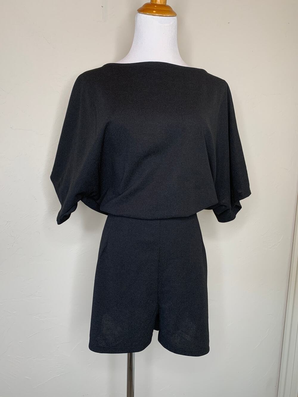 Black Romper Shorts Preppy Casual Summer Boho Sz Large